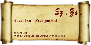 Szaller Zsigmond névjegykártya